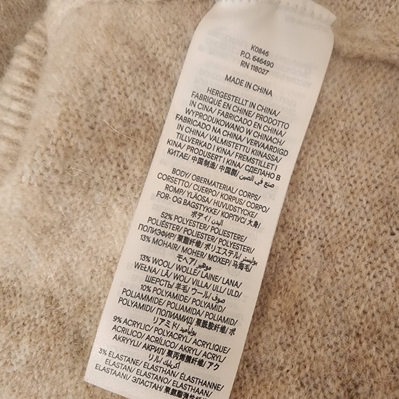 Boden Oatmeal Wool Blend Fluffy Bow Back Jumper  Melange Sweater Womens XS - Picture 4 of 8